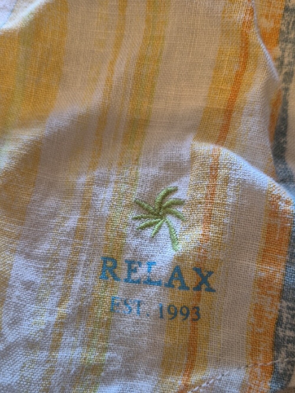 Tommy Bahama Yellow and Blue Striped Casual Button-Down Shirt - Picture 5 of 9